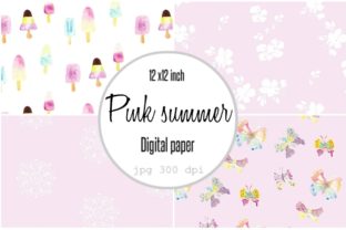 Digital Paper Pink Popsicles Summer