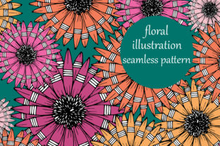 Hand Drawn Doodle Daisies Floral Pattern