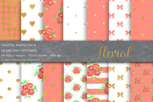 Pink Gold Floral Digital Papers for Elegance and Versatility