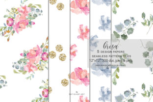 Watercolor Blush Flowers Pattern Set